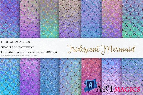 Iridescent Mermaid Digital Papers - 4037227