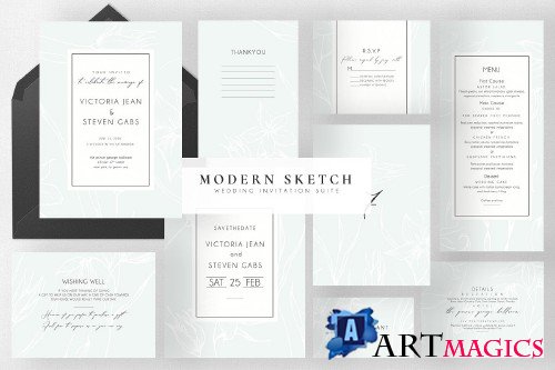 Modern Sketch Wedding Suite - 4009864