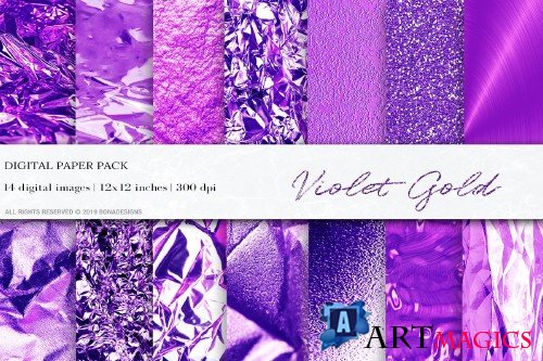 Gold Violet Textures, Gold Foil - 4056022