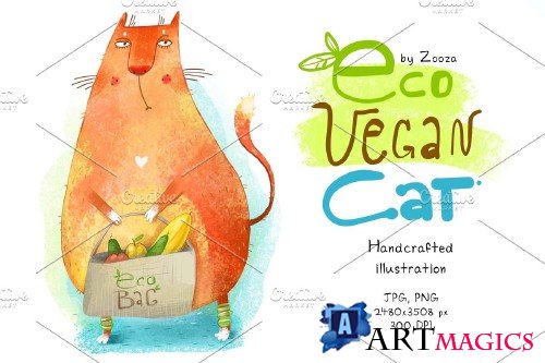 Eco Vegan Cat - illustration - 4064027