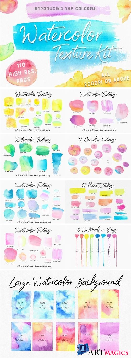 The Colourful Watercolour Texture Kit - 333407