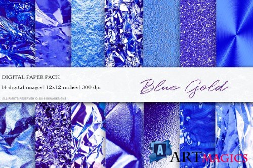 Blue Gold Textures,Gold Foil - 4056233