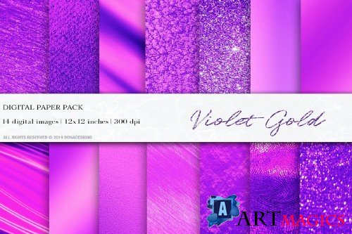 Violet Gold Digital Papers - 4063066