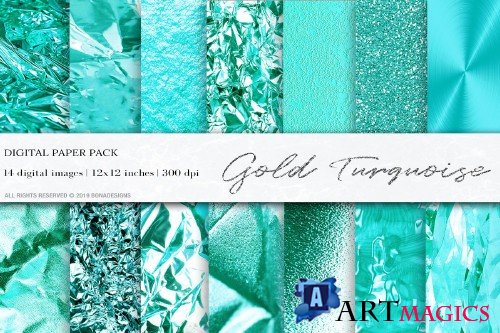 Turquoise Gold Digital Papers - 4060248