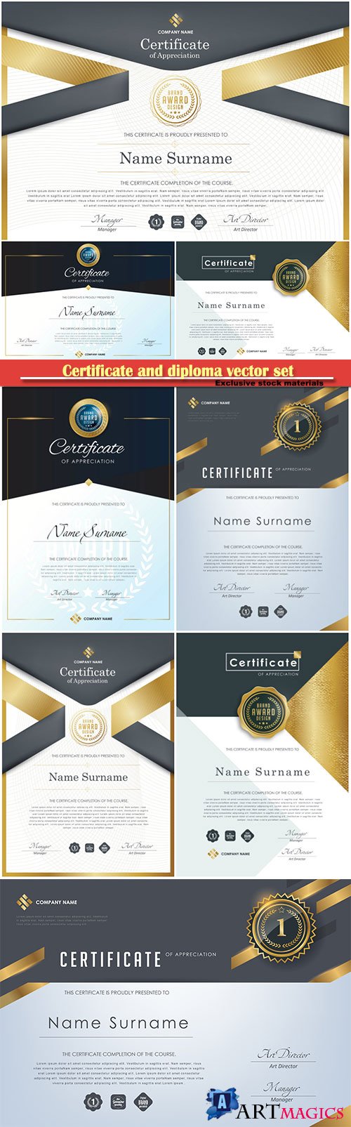 Certificate and diploma vector set # 5