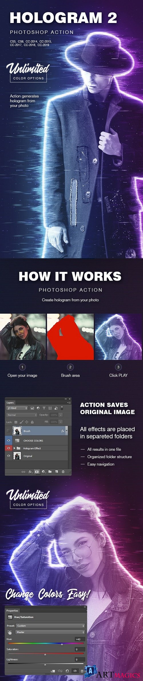 Hologram 2 - Photoshop Action 24355788
