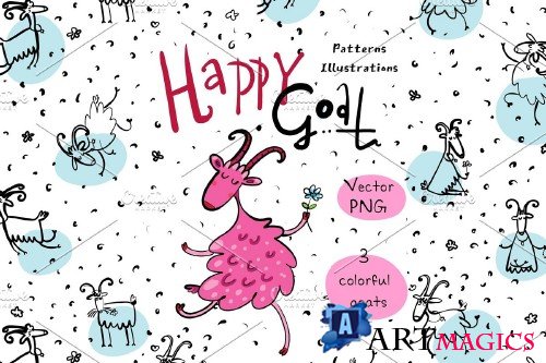 Happy Goat - patterns and prints - 4069104