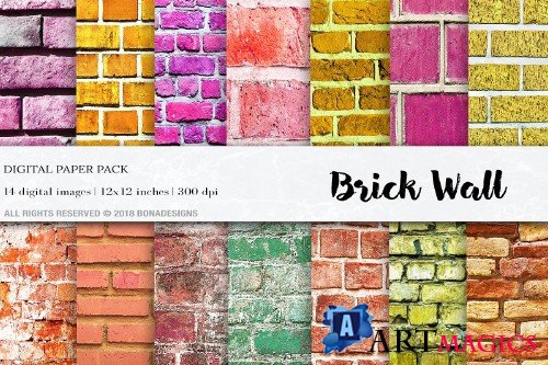 Brick Wall Digital Paper, Textures - 4073754