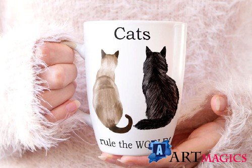 Cat Clipart, Watercolor cats - 4077297