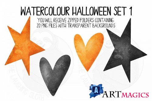 Watercolor Halloween Clip Art Set 1 - 335029