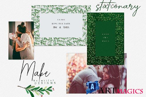 Christmas Watercolor cards collection 01 - 345507