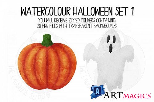 Watercolor Halloween Clip Art Set 1 - 335029