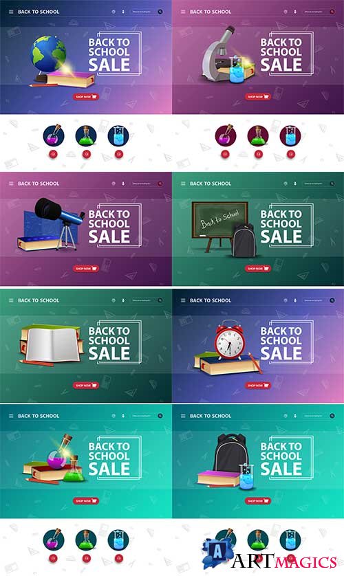  Design site interface with event back school in vector