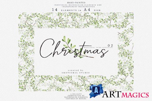 Christmas Watercolor cards collection 02 - 349020
