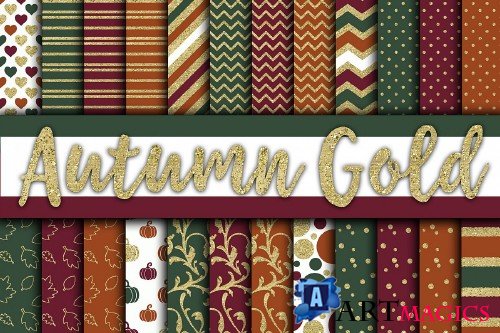 Autumn Gold Digital Papers - 329539