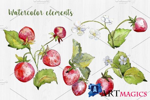 Sweet Watercolor Strawberry PNG - 4085781