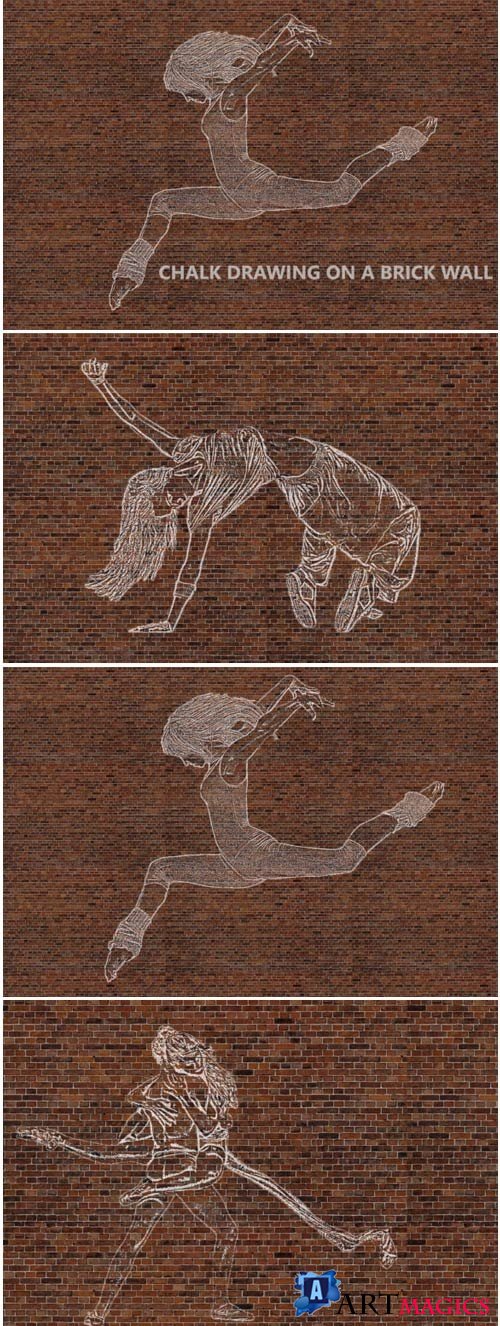 Chalk Drawing on Brick Wall - Ps Action 1760741 3767761