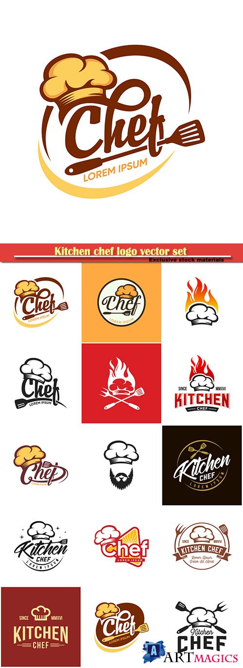 Kitchen chef logo vector set