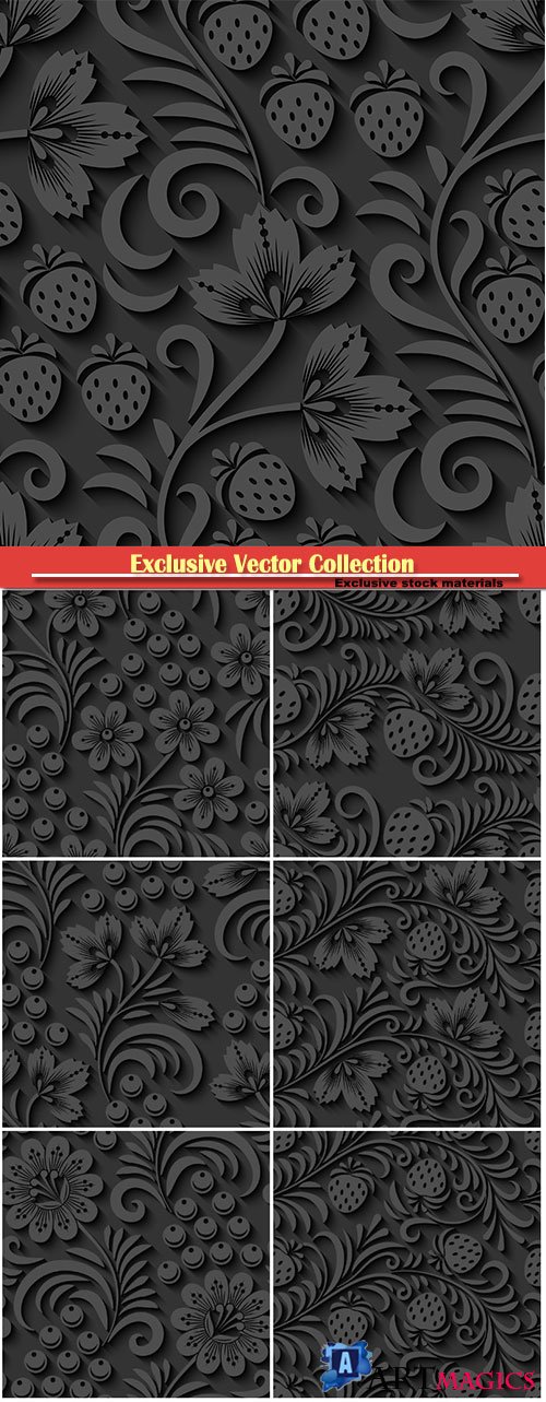 Elegant 3d seamless floral vector pattern