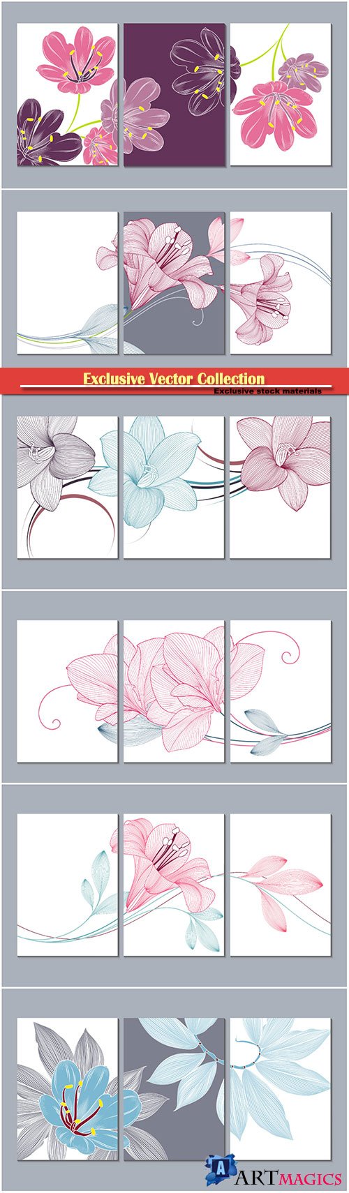 Vector paintings with flowers
