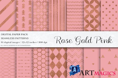 Rose Gold Pink Seamless Patterns - 4101717