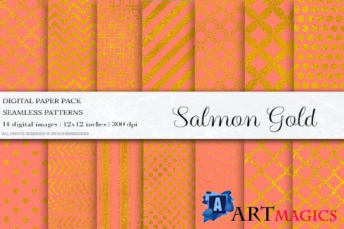 Salmon Gold Digital Papers - 4101051