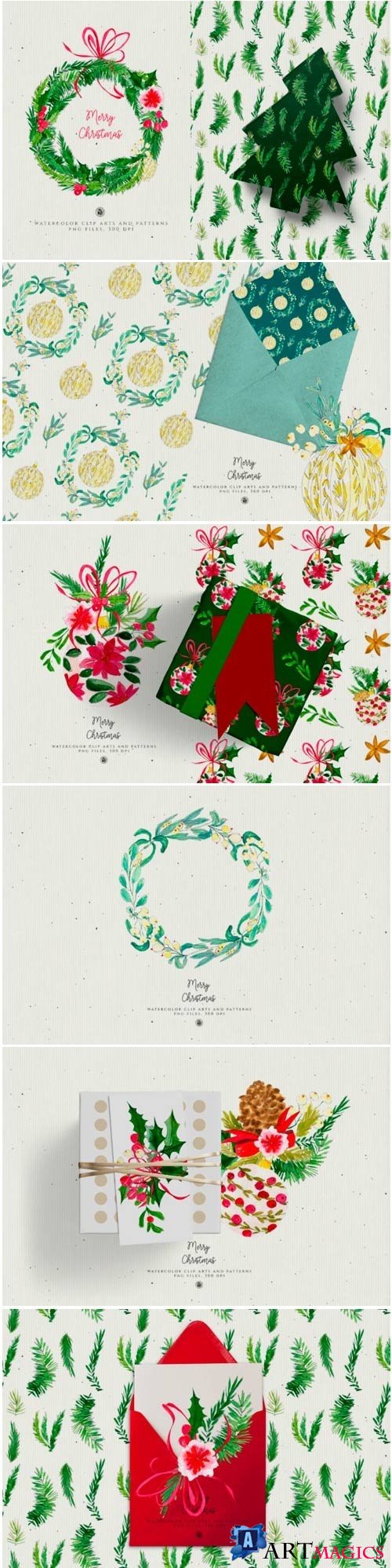 Christmas Watercolor Decorations - 4097212