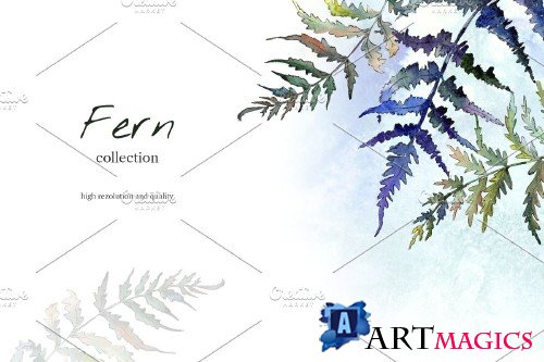 Fern leaf clipart watercolor png - 4104855