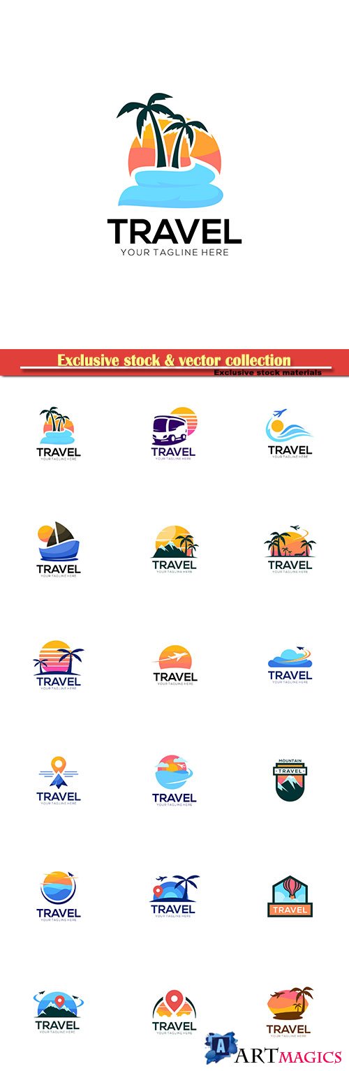 Travel vector logo design set