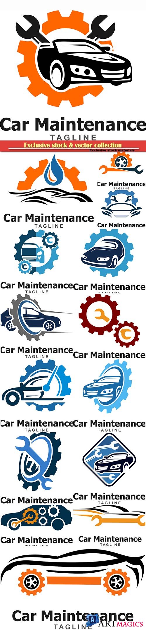 Car maintenance and repair vector logo