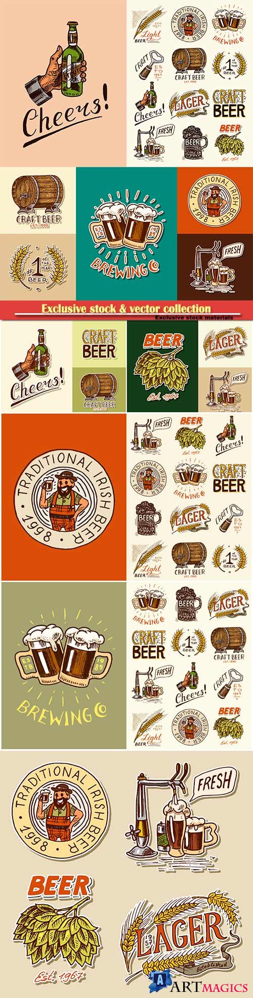 Beer vector stickers and labels