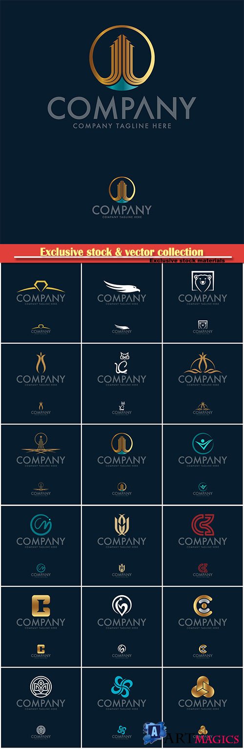 Logo vector template business set, company tagline here