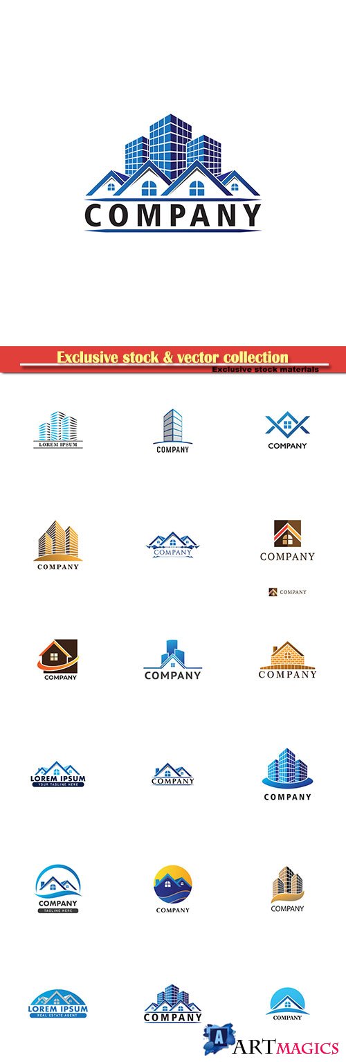 House and Building, real estate logo design template