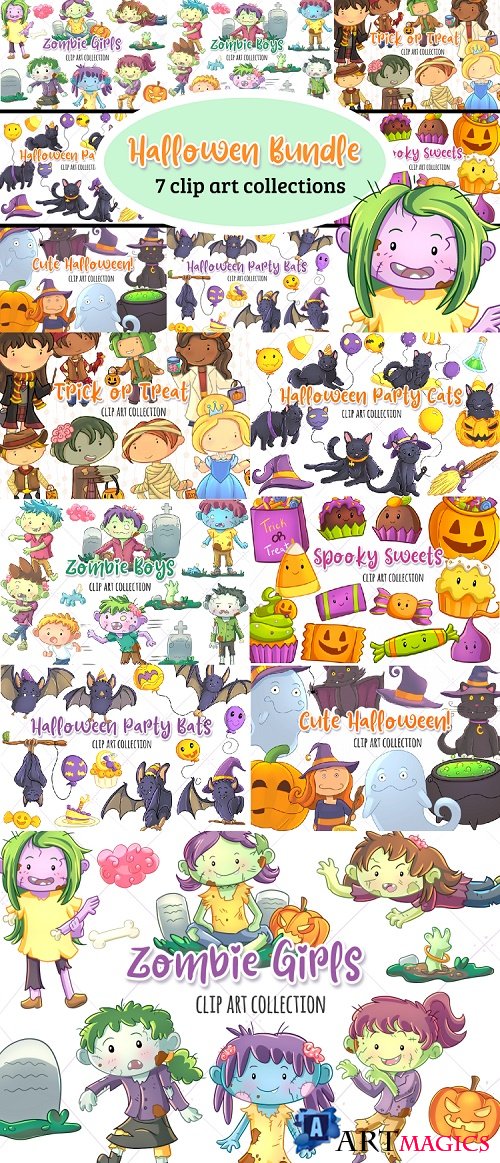 Halloween Graphics Bundle! Zombies, Bats, Ghosts and more - 348650
