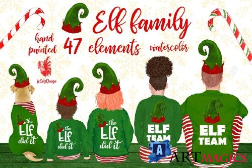 Christmas family clipart Elf clipart - 4095842