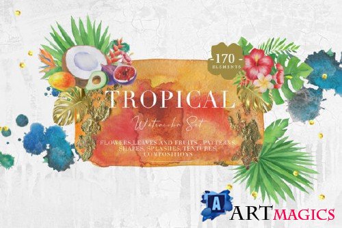 Tropical Watercolor Set - 2838049