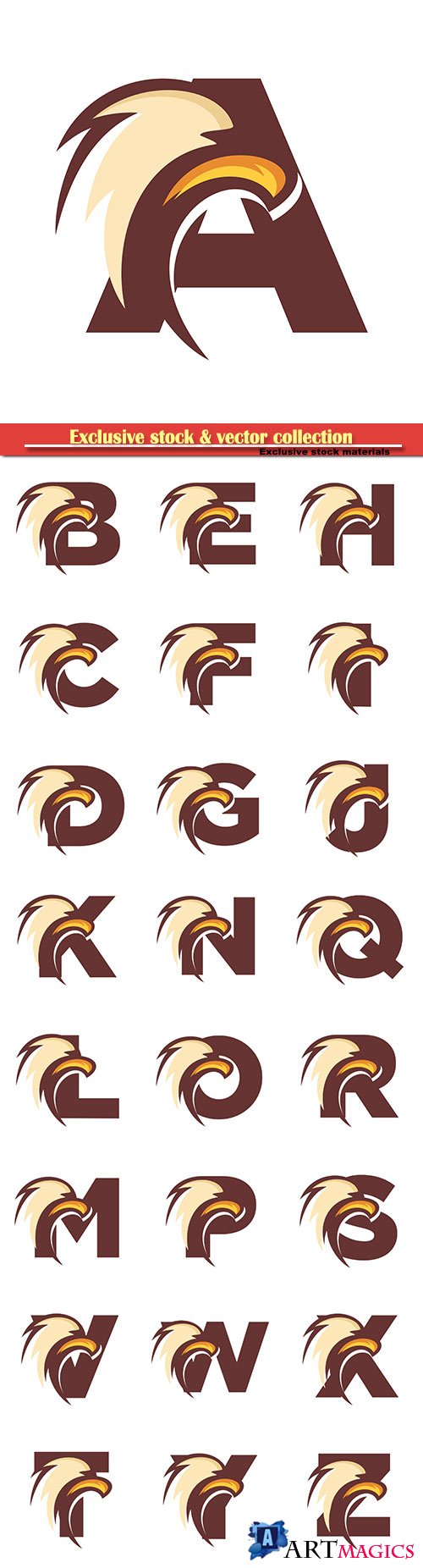 Eagle font vector alphabet illustration