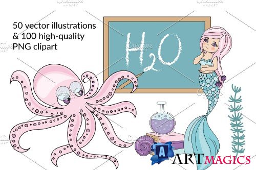 Mermaid School Vector Illustration Animation - 3780254