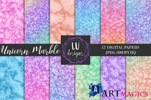 Unicorn Marble Digital Paper Pack - 59549