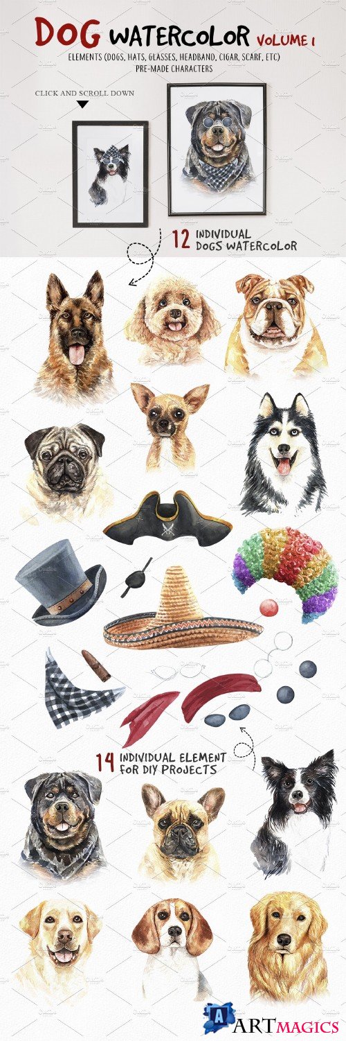 Dog watercolor.Animal Clipart Vol1 - 3617884
