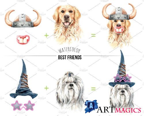 Dog watercolor. Animal Clipart  Vol2- 3947602