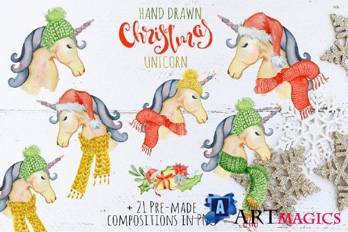 Christmas Unicorn Watercolor Creator - 45001
