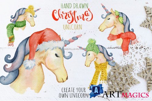 Christmas Unicorn Watercolor Creator - 45001
