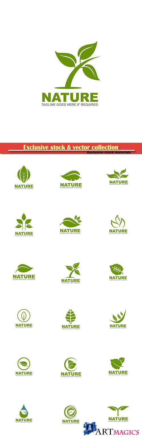 Nature logo vector template set