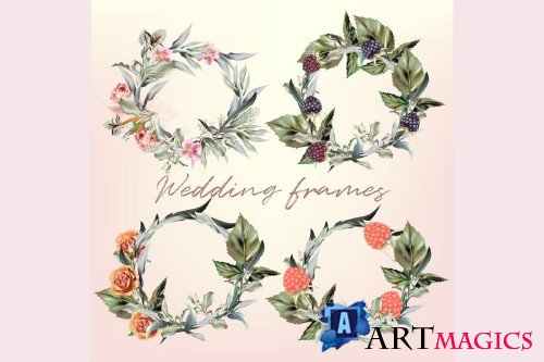 Collection of floral frames in vector vintage style - 338896