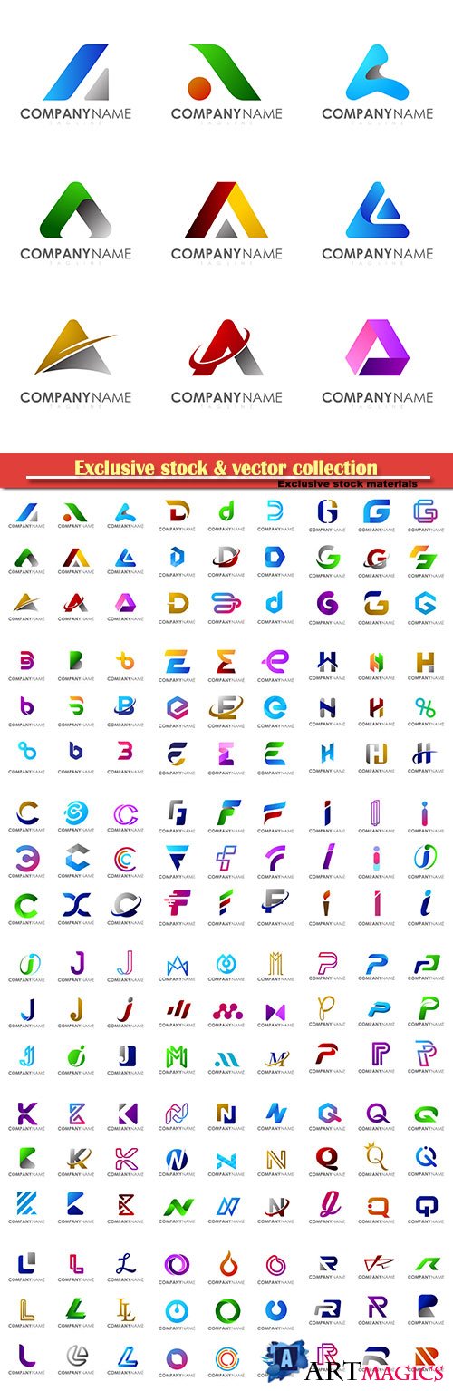 Set of modern alphabet logo design letter