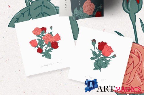 Cottage Rose Garden Pattern Set - 3829191