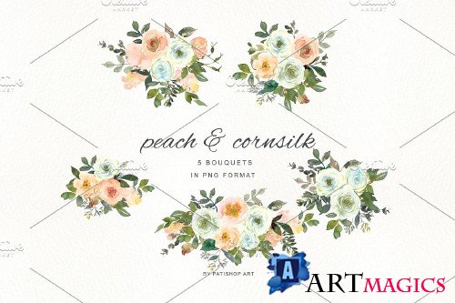Watercolor Wine & Peach Florals - 4107566