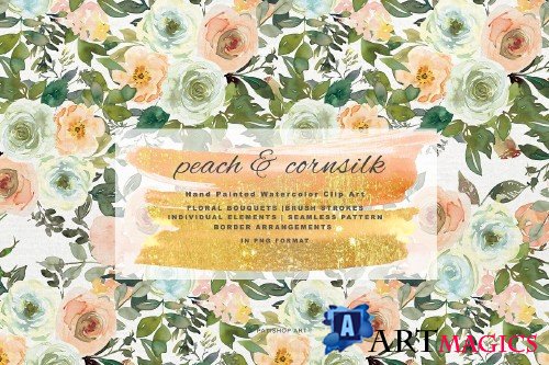 Watercolor Wine & Peach Florals - 4107566