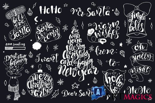 Merry Christmas quotes Lettering set - 2029505